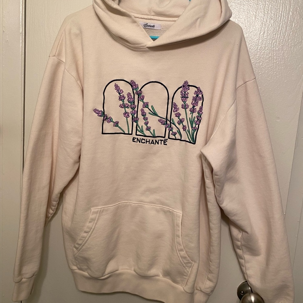 Cream Hoodie with Lavender Design, Enchanté by Daniel Ricciardo